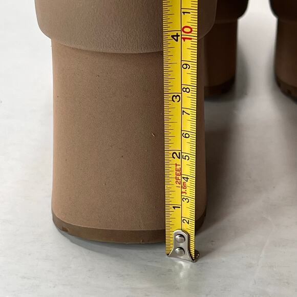 UGG Classic Mini New Heights Platform Suede Boots Chestnut Women's 10 Tried On - Picture 11 of 11